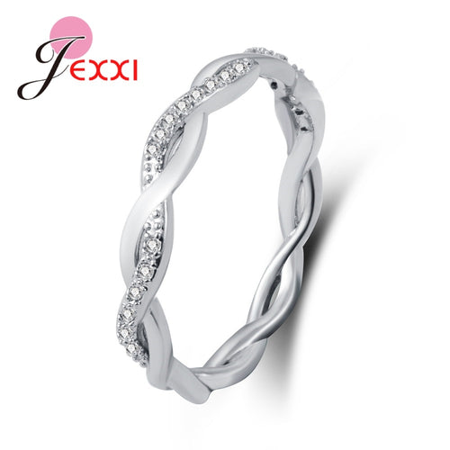 New Arrival Elegant Pure 925 Sterling Silver Special Beautiful Winding Shinning Rhinestone Fine Rings Good Girls/Women