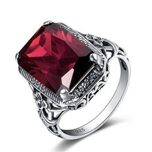 Load image into Gallery viewer, Bague Ringen Rectangle Vintage Red Ruby Rings For Women New Fashion Gemstone Silver 925 Jewlery Ring Wholesale Party Gifts