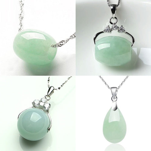 Natural Emerald Jadeite Lucky Bead Pendant Necklace Charm Jewellery Fashion Accessories Hand-Carved Man Woman Luck Amulet